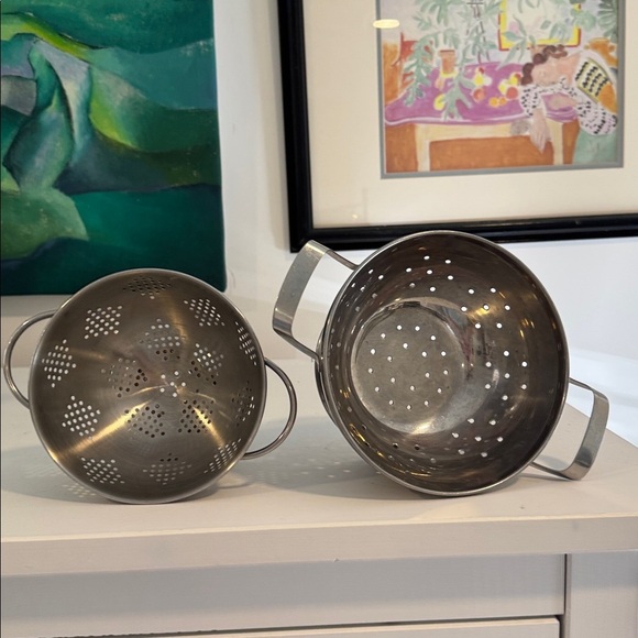 Premium Stainless Steel Small Colanders (2) with Handles - Picture 3 of 11